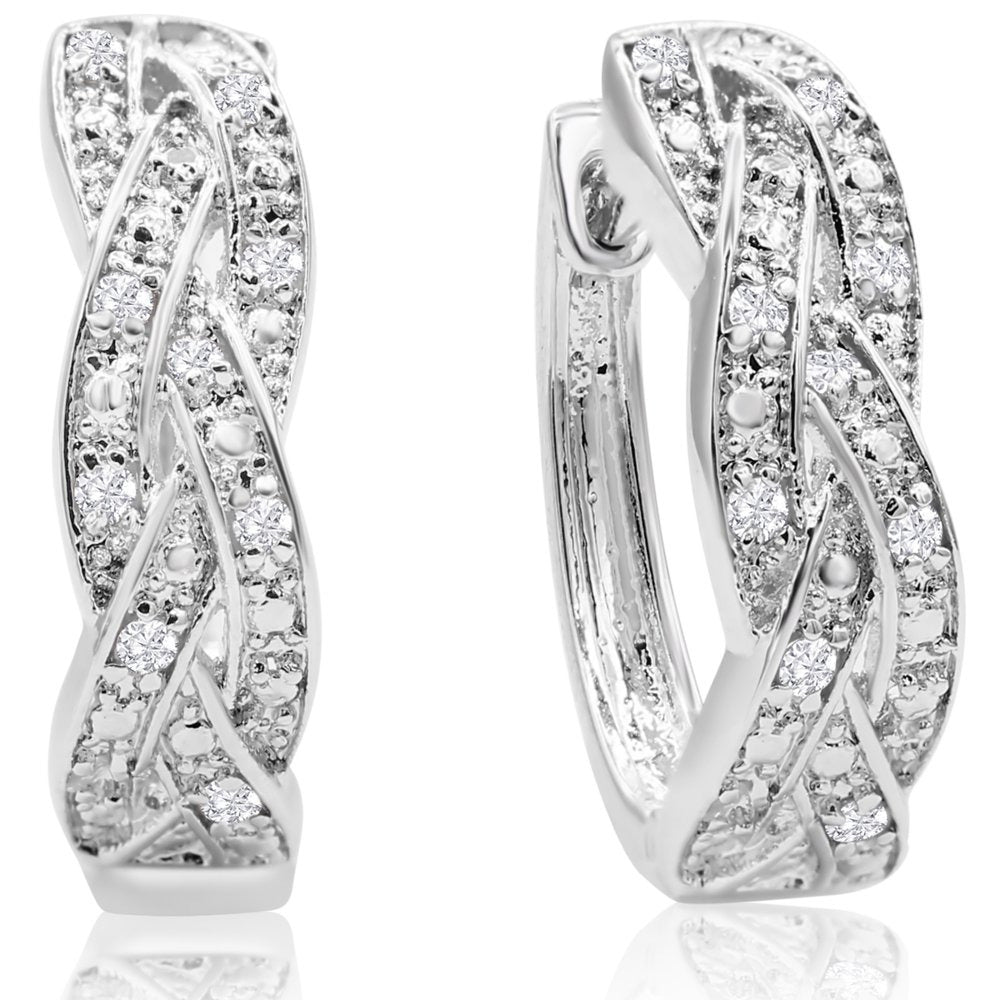 1/4 Carat Oval Shape Diamond Infinity Hoop Earrings for Women