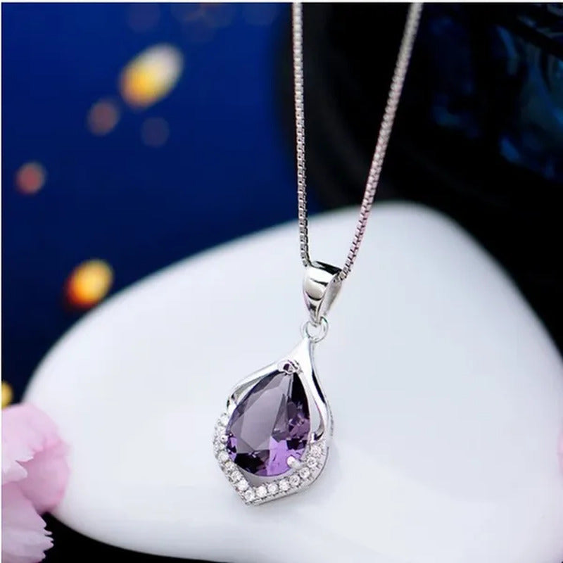 2021 Fashionable and Noble 925 Pure Silver Diamond Lady Necklace Long Pendant El