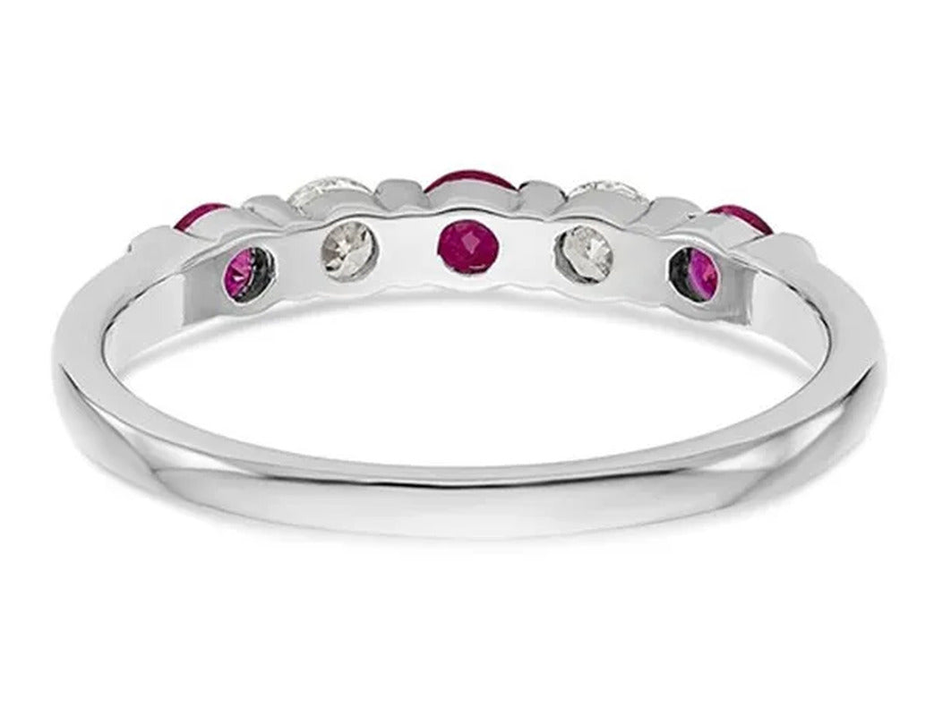 3/10 Carat (Ctw) Natural Ruby Ring in 14K White Gold with Diamonds