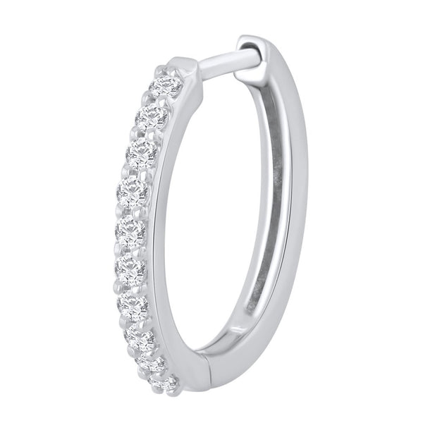 1/10 Carat Diamond Nose Pin Hoop in 14K White Gold (SI1-SI2 Clarity)