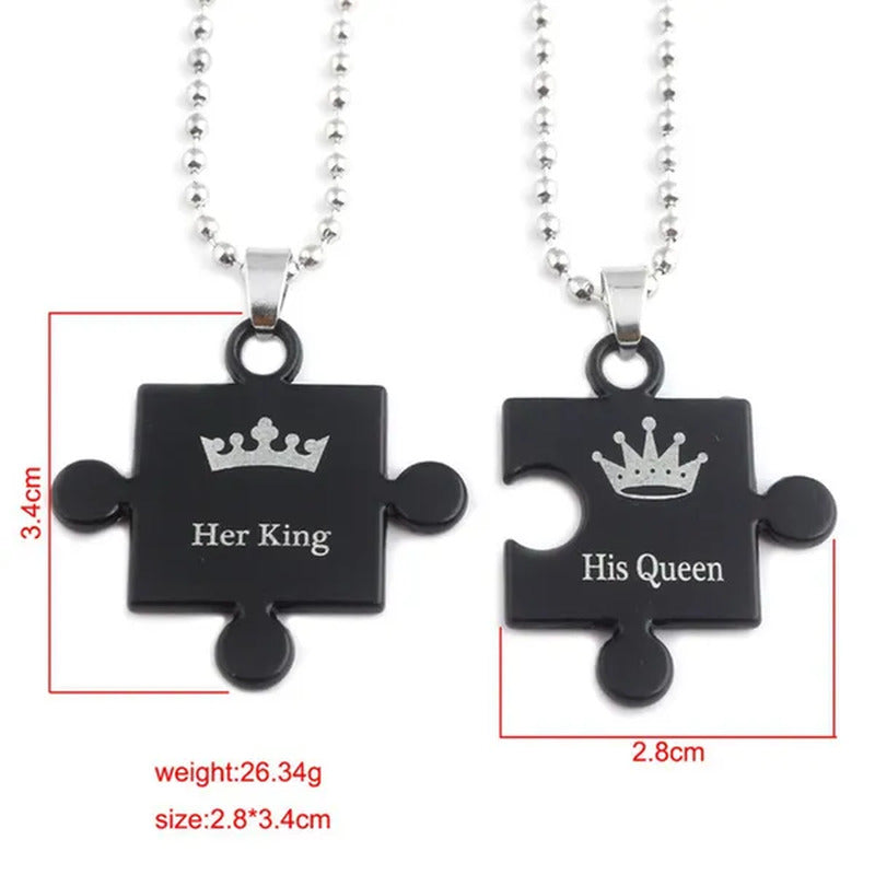 1\2\4Pcs Couples Necklaces Bracelets for Him and Her,His Queen Her King Couples