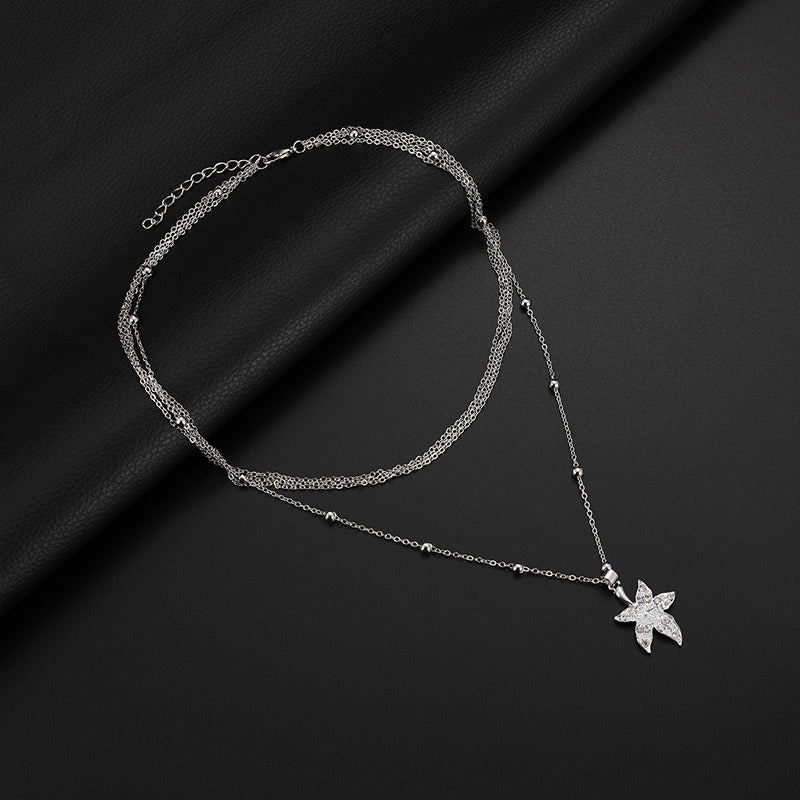 Starfish Multilayer Alloy Diamond Necklace