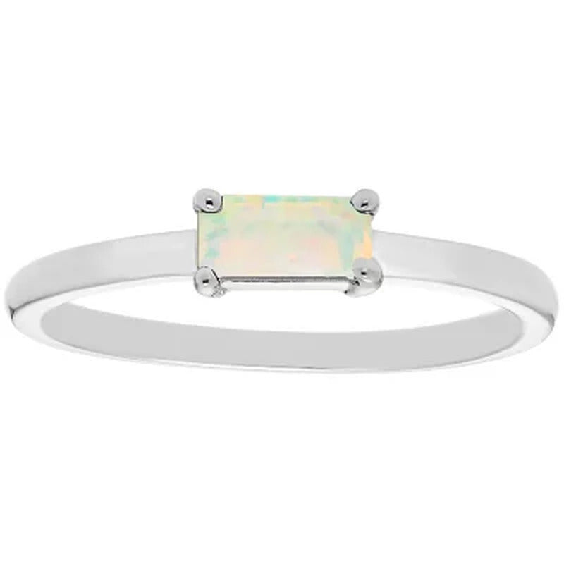 Lab Opal Baguette Ring in 14K Gold