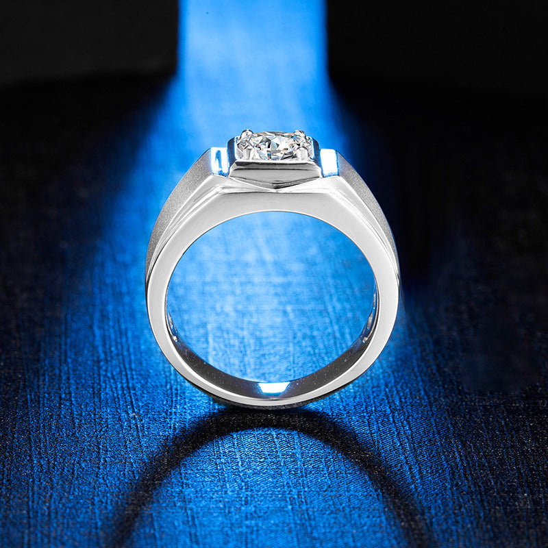 Fashion Simple Solitaire Moissanite Men'S Ring