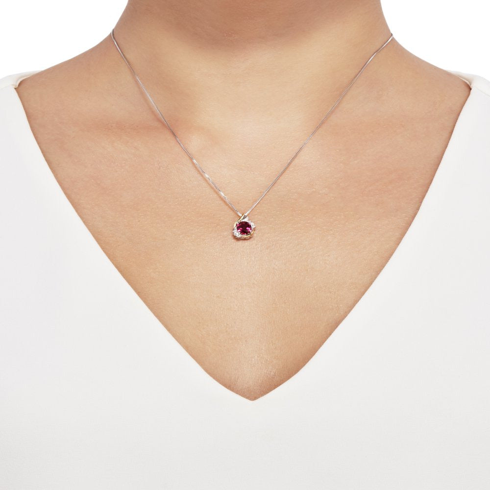 Brilliance Fine Jewelry Created Ruby and Diamond Accent Birthstone Pendant Neckl