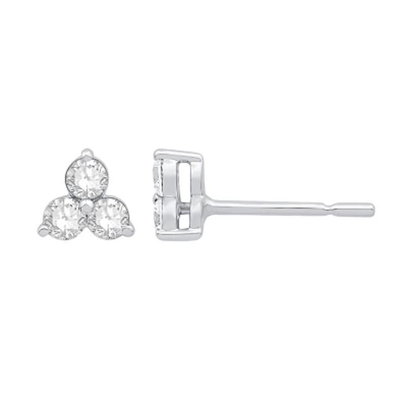 0.30 CT. T.W. Diamond Three Stone Earrings in 14K White Gold