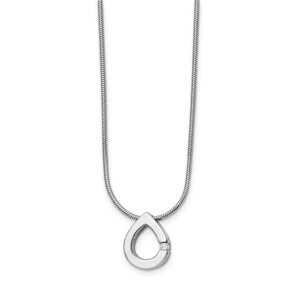 18 In. Sterling Silver 0.02 CT Diamond Necklace&#44; Polished