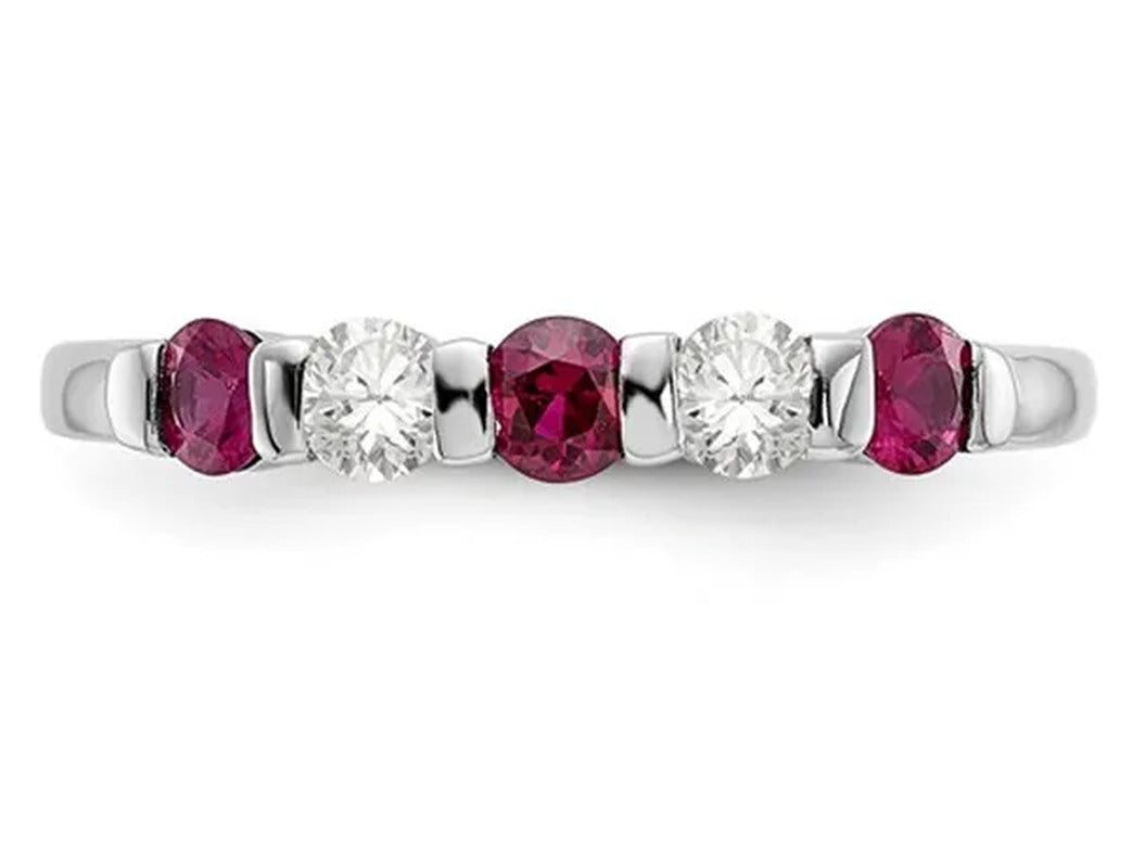 3/10 Carat (Ctw) Natural Ruby Ring in 14K White Gold with Diamonds