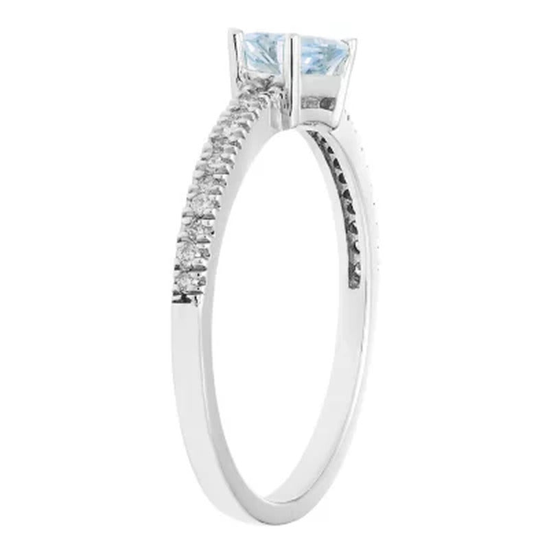 Aquamarine and 0.10 CT. T.W. Diamond Gemstone Ring in 14K Gold