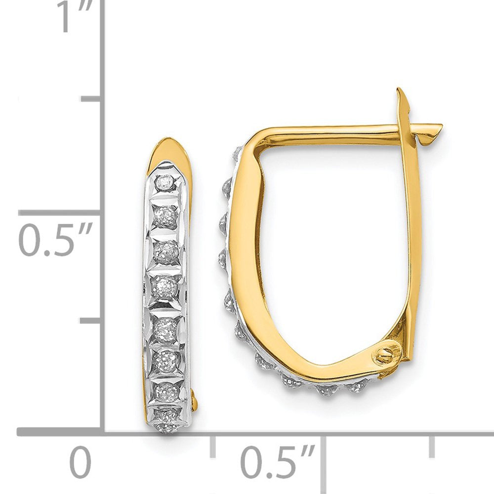 14K Yellow Gold Diamond Fascination Hinged Hoop Earrings (16Mm X 2Mm)