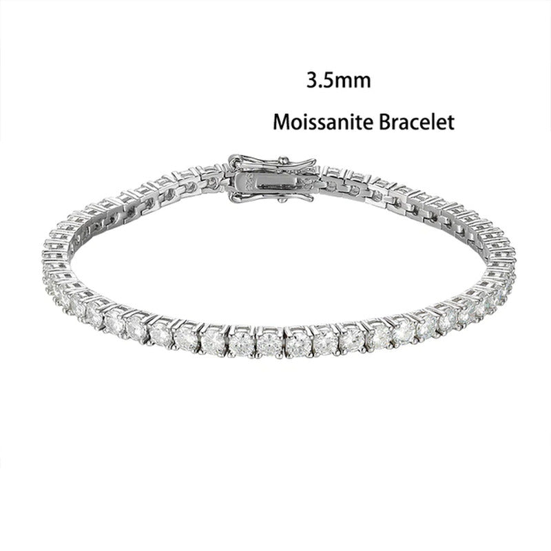 3/3.5/4/5Mm Real Moissanite Bracelet Sparkling S925 Sterling Silver Luxury