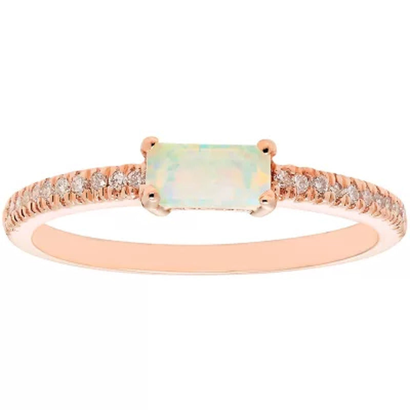 Lab Opal and 0.10 CT. T.W. Diamond Ring in 14K Gold