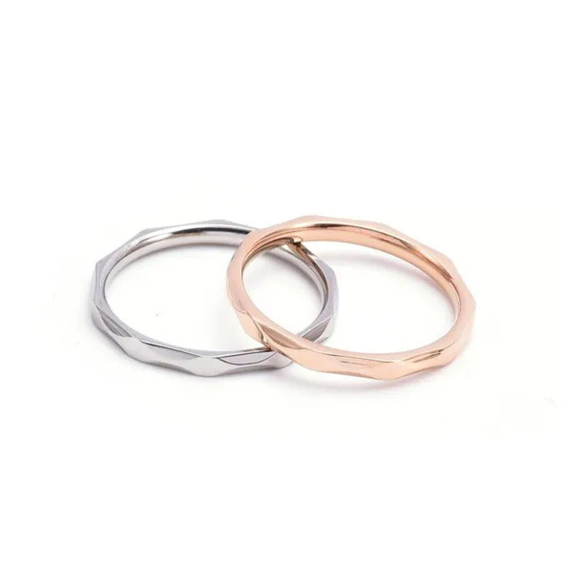 2Mm Wide Cute Multi-Faceted Rhombus Facet Design Stackable Thin Tail Ring Women