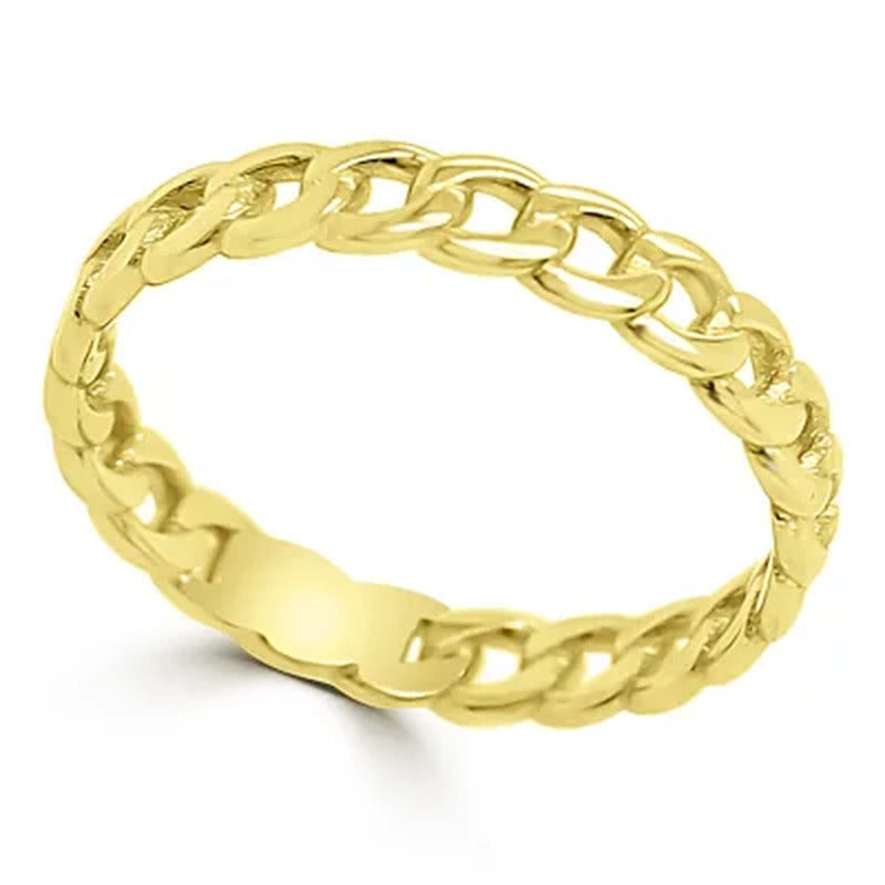 14K Italian Yellow Gold High Polish Chain Link Ring