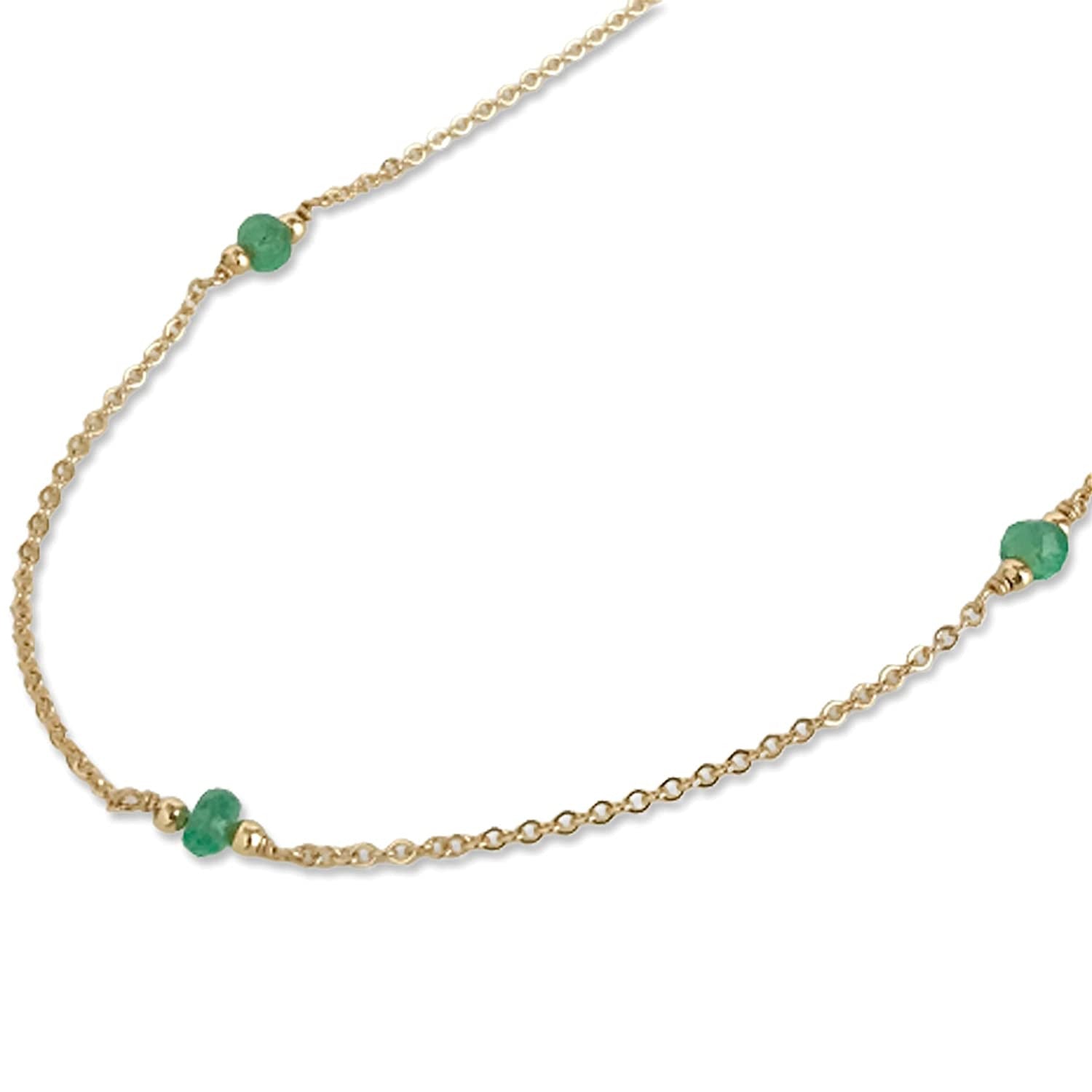 Genuine Emerald Necklace for Woman - May Birthstone Necklace - 14K Gold Filled o