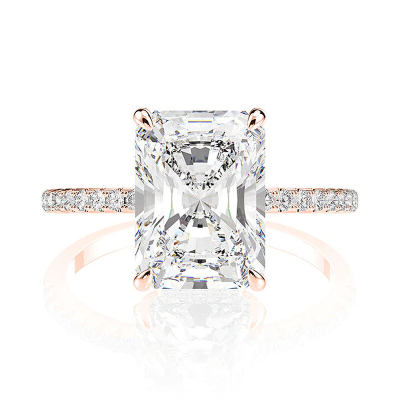 4Ct Radiant Cut Moissanite Solitaire Ring for Women D Color Sparkling