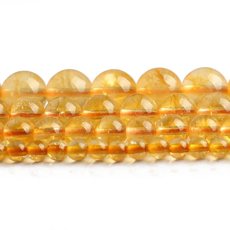 1Pcs Natural Citrines Yellow Crystal Quzrtz round Beads for Jewelry Making 15''