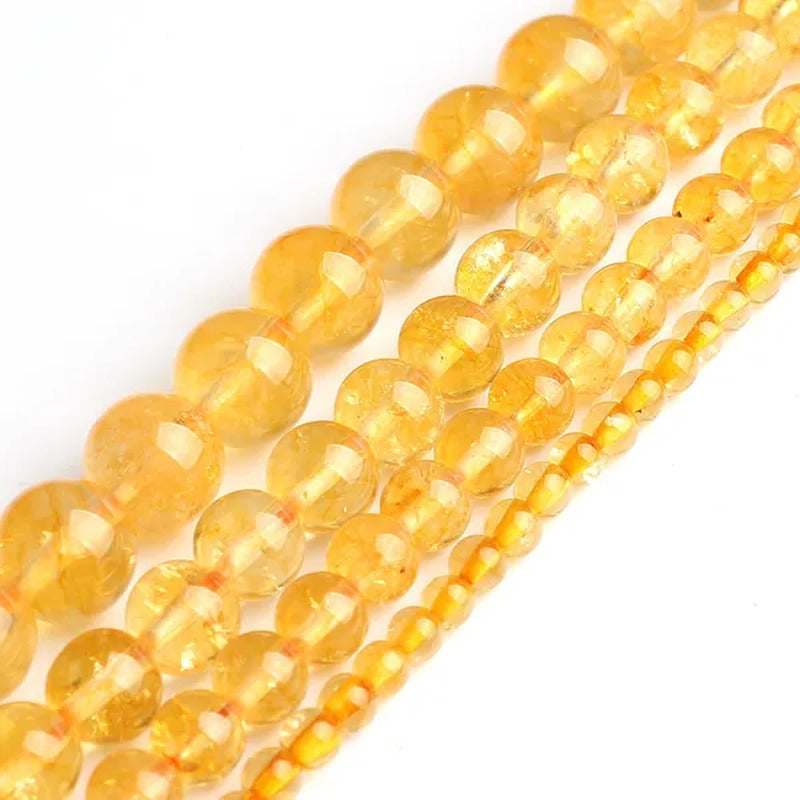 1Pcs Natural Citrines Yellow Crystal Quzrtz round Beads for Jewelry Making 15''