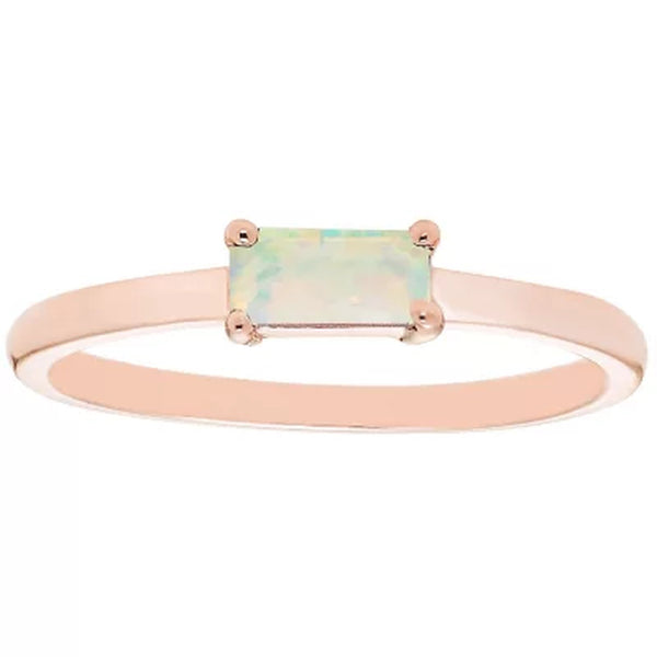 Lab Opal Baguette Ring in 14K Gold