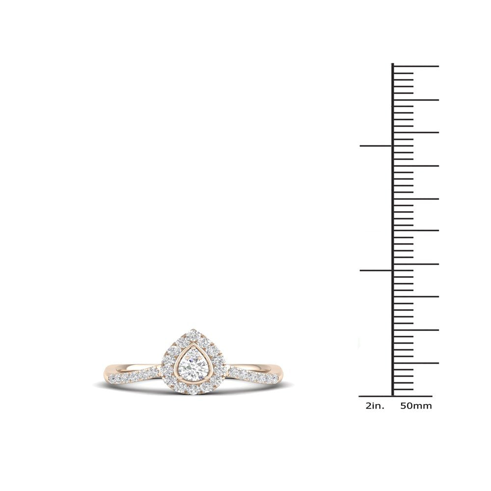 1/3Ct TDW Diamond 10K Yellow Gold Pear Shape Halo Engagement Ring (I-J, I2)