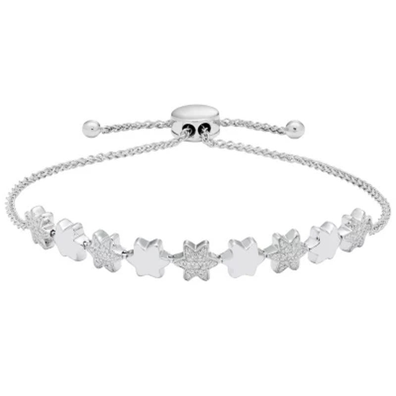 0.18 CT. T.W. Sterling Silver Diamond Star Bolo Bracelet