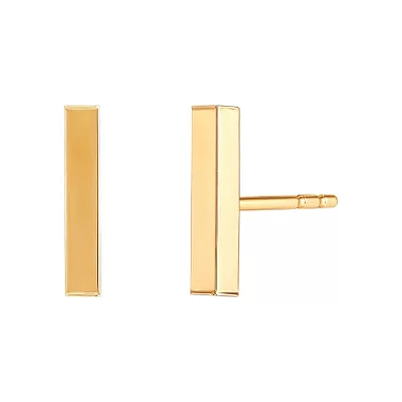 2Mm Bar Stud Earrings in 14K Yellow Gold