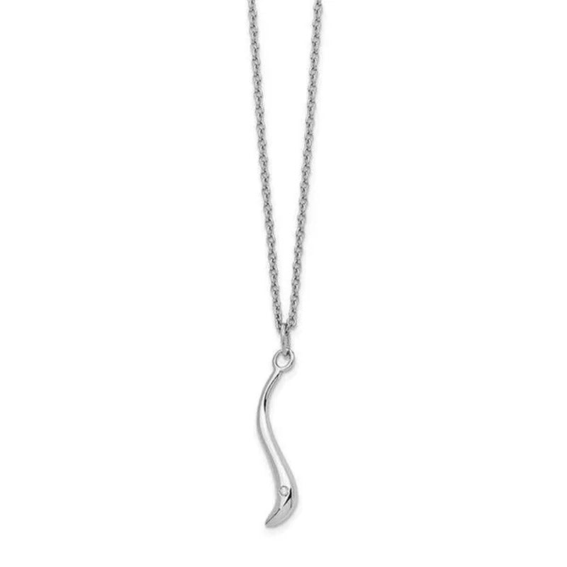 18 In. Sterling Silver Swirl Diamond Pendant