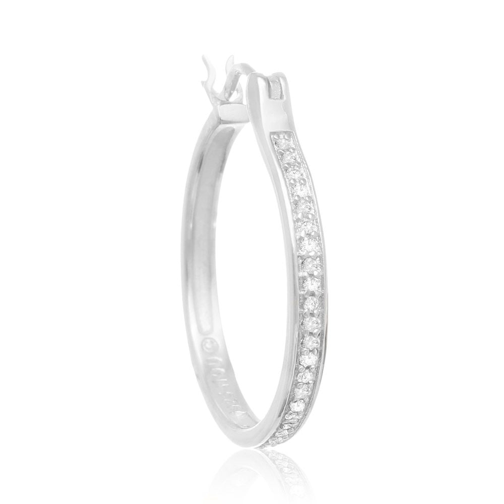 1/4 Carat Diamond Hoop Earrings in Sterling Silver for Women