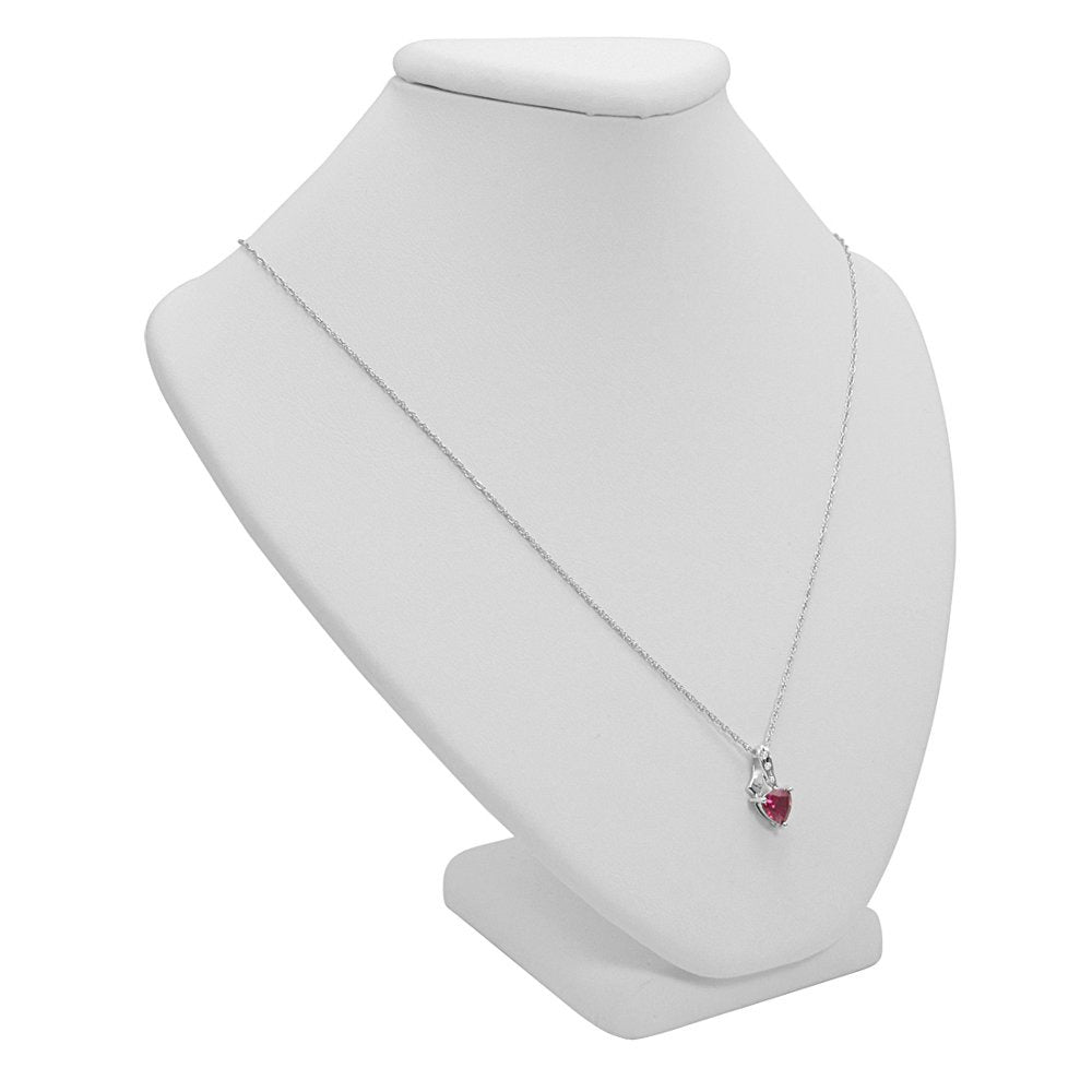 Trillion Lab Created Ruby and Diamond Pendant-Necklace in Sterling Silver