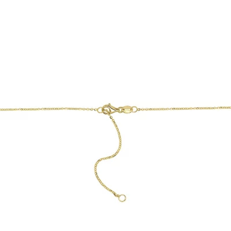 14K Yellow Gold Crown Charm Necklace, 16-18"