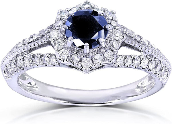 Vintage Style Sapphire & Diamond Engagement Ring 1 Carat (Ctw) in 14K White Gold