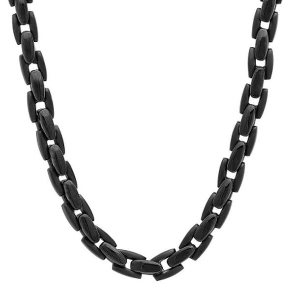 Men'S Black IP Plated Stainless Steel Chain and Bracelet Set