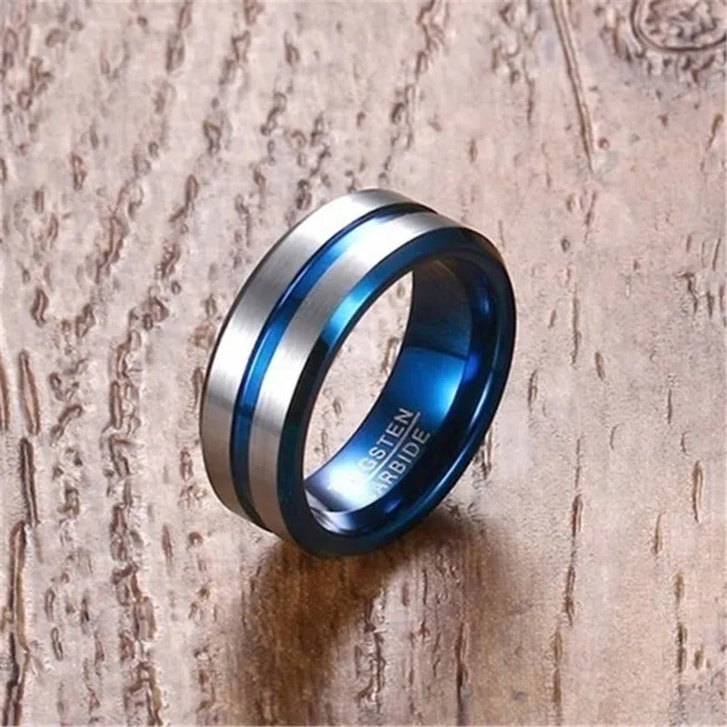 NEW Fashion Couple Rings His Hers - 8MM Men'S 316L Blue Stainless Steel Titanium