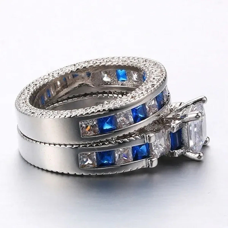 NEW Fashion Couple Rings His Hers - 8MM Men'S 316L Blue Stainless Steel Titanium