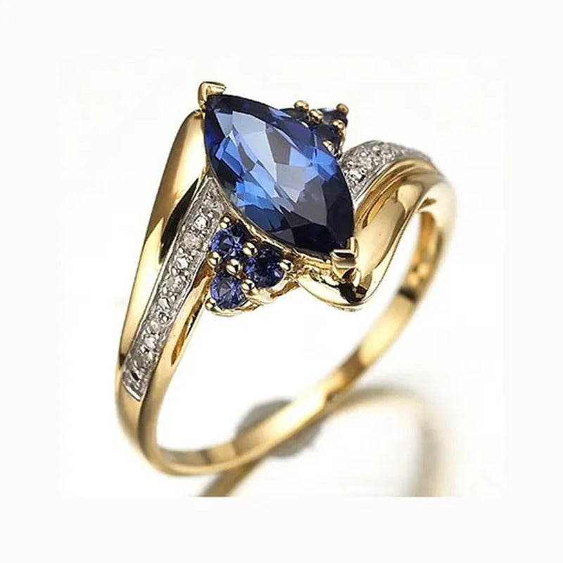 Size 6-10 Jewelry Woman'S Blue Sapphire 18K Yellow Gold Plated Ring Gift ( Choic