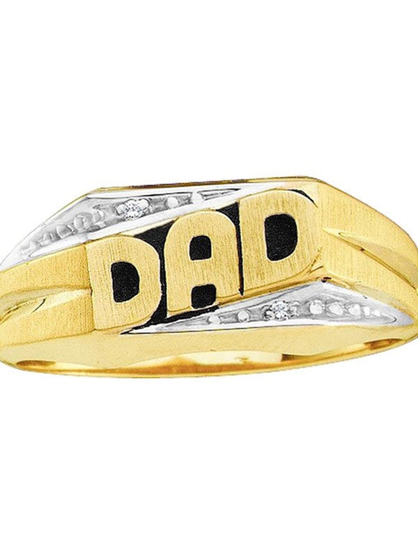 10Kt Yellow Gold Mens round Diamond Dad Father Band Ring .01 Cttw