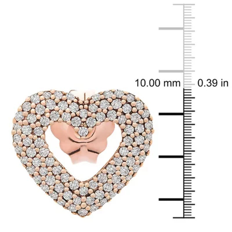 0.33 CT. T.W. Diamond Heart Earrings in 14K Rose Gold