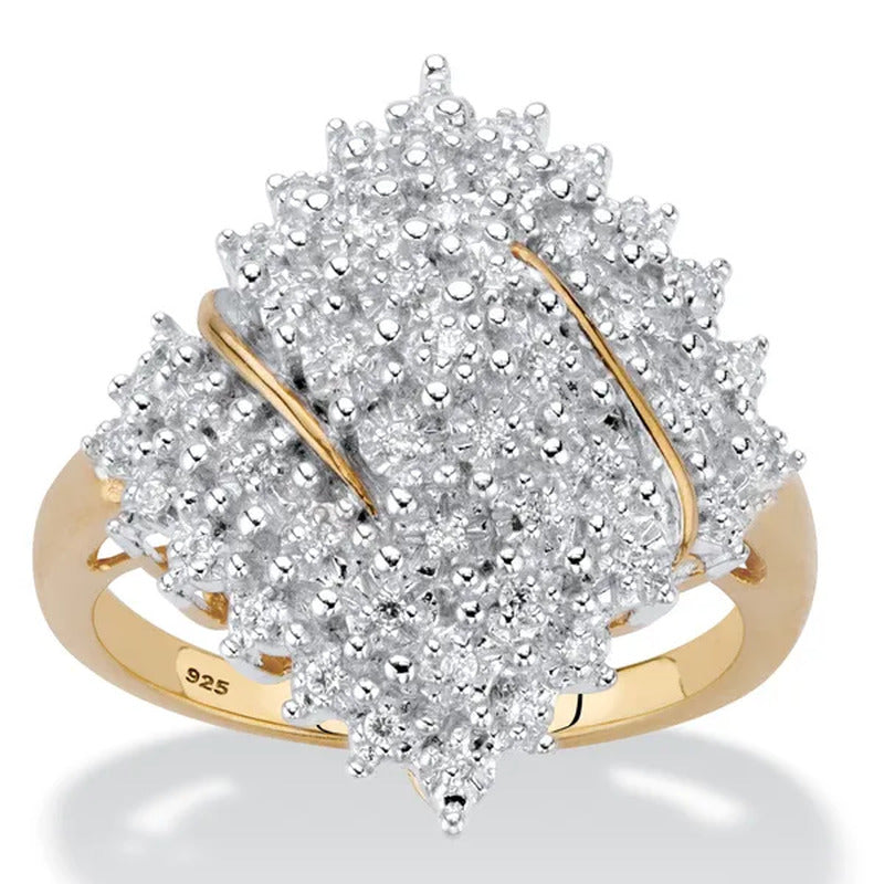 Round Diamond Cluster Ring 1/4 TCW in 18K Gold over Sterling Silver