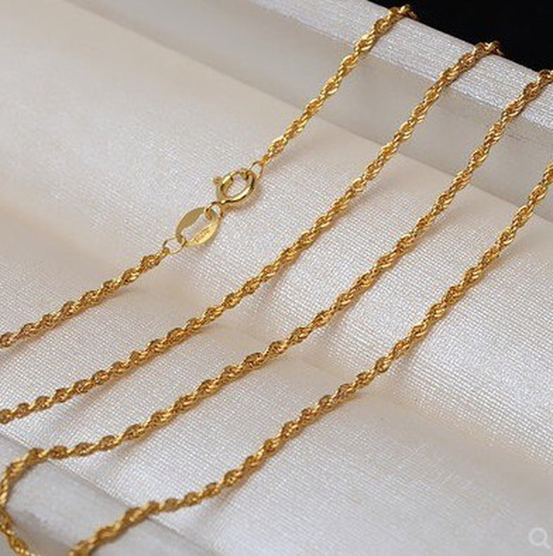 100% Real 18K Gold Jewelry Au750 Necklace for Women Sweater Necklaces Yellow