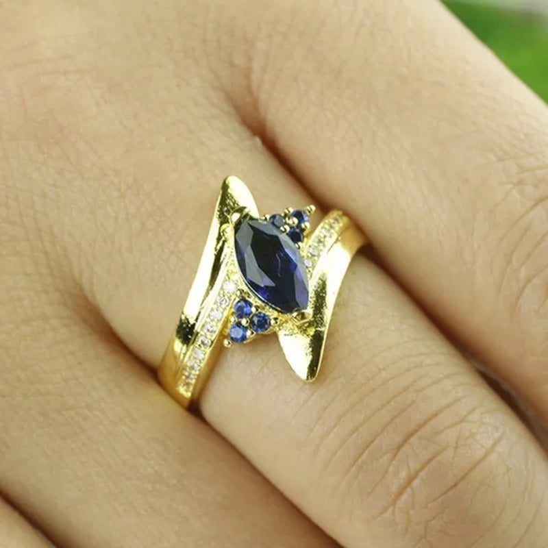 Size 6-10 Jewelry Woman'S Blue Sapphire 18K Yellow Gold Plated Ring Gift ( Choic