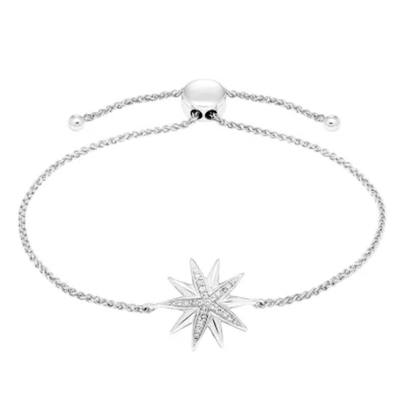 0.10 CT. T.W. Sterling Silver Diamond Starburst Bolo Bracelet