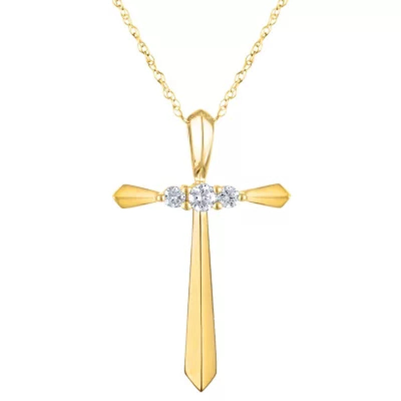 0.13 CT. T.W. Diamond Cross Pendant 14K Gold