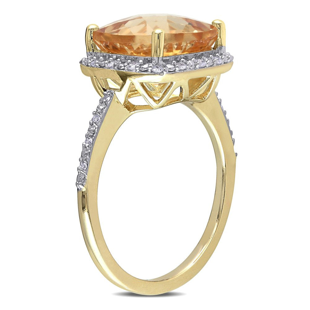 Miabella Women'S 5-1/4 Carat T.G.W. Cushion-Cut Citrine and 1/10 Carat T.W. Diam