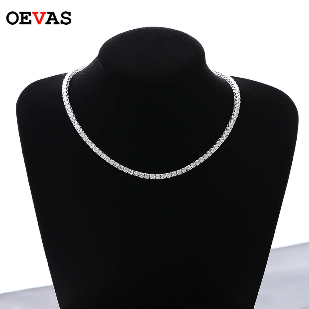 100% 925 Sterling Silver Full 3Mm/4Mm Luxury High Carbon Diamond Tennis Chains