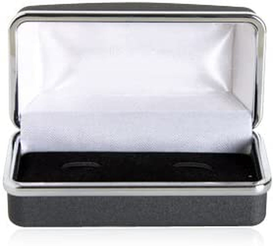 Black White Enamel Square Cufflinks with Presentation Box