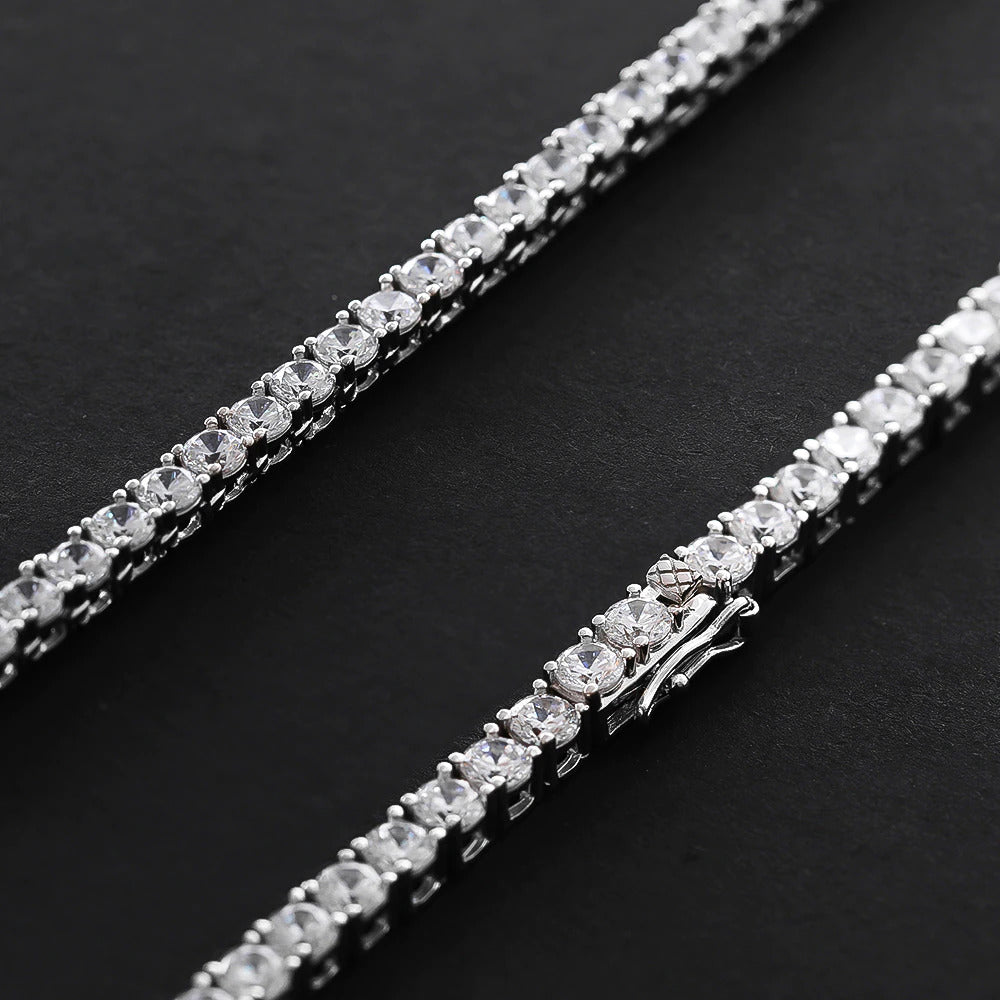 100% 925 Sterling Silver Full 3Mm/4Mm Luxury High Carbon Diamond Tennis Chains