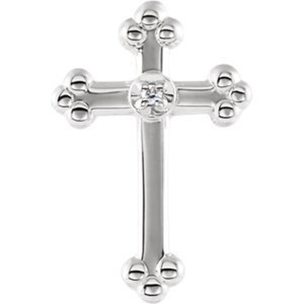 14K White Gold 14X9Mm Diamond Cross Lapel Pin