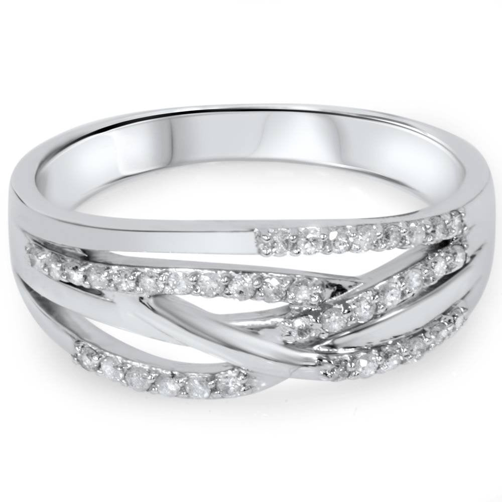 1/5Ct Diamond Crossover Ring 10K White Gold