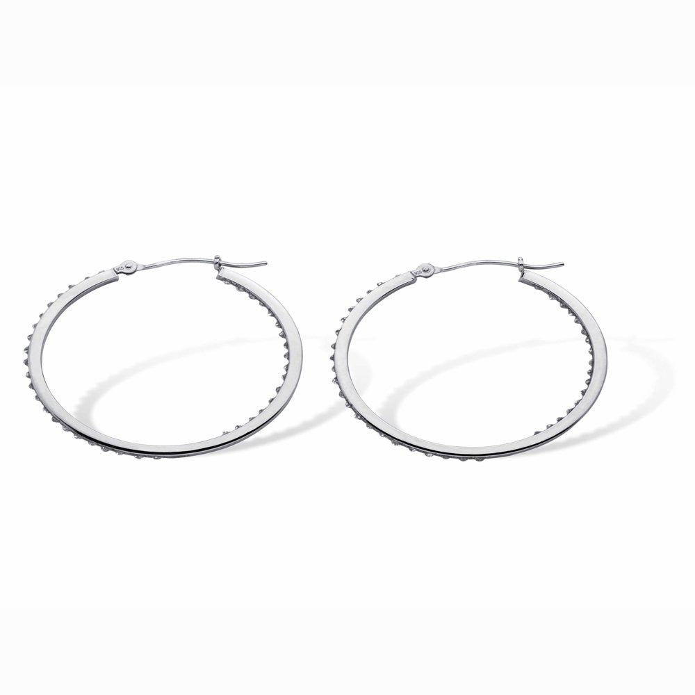 Diamond Fascination Bernish-Set Inside-Out Hoop Earrings in Platinum-Plated Ster