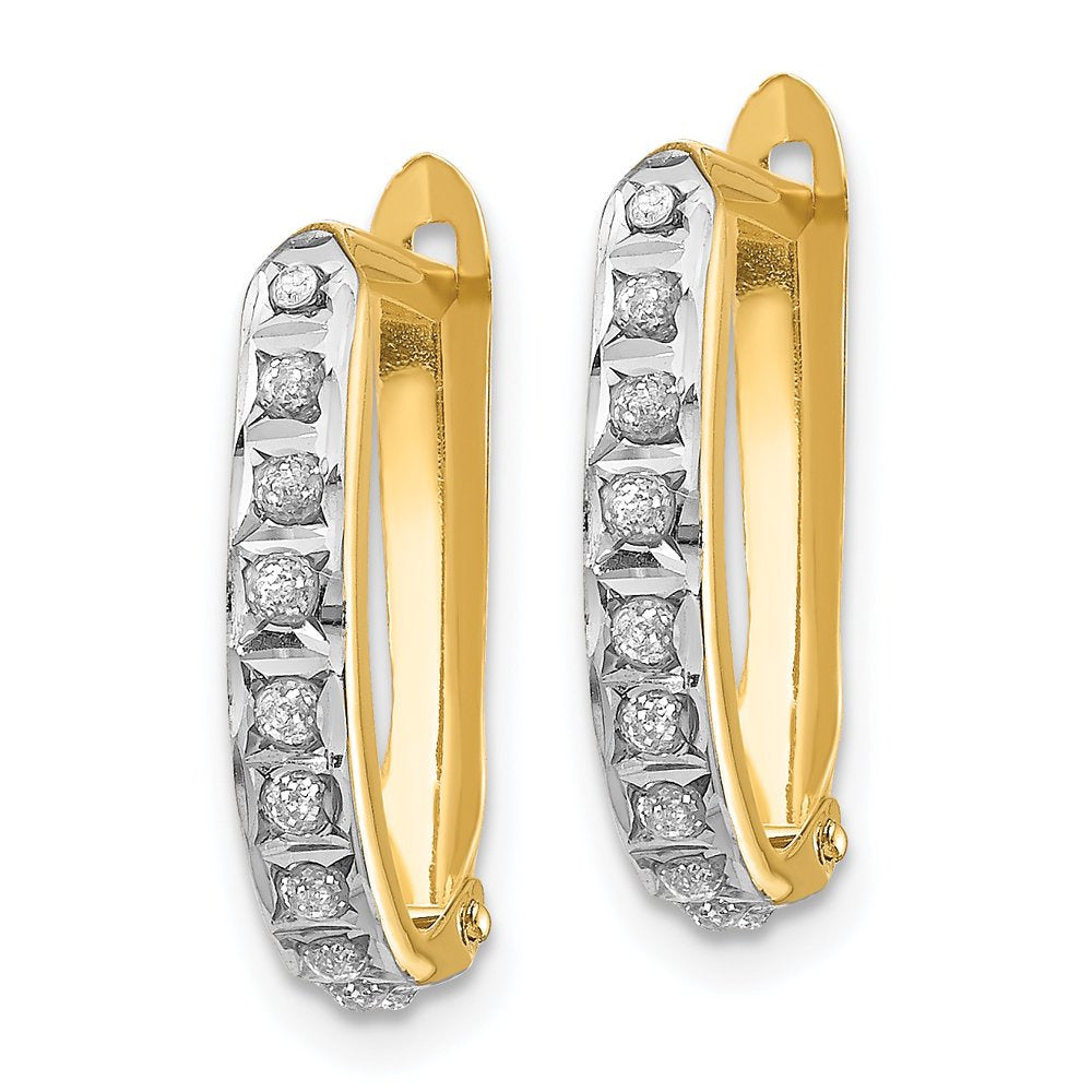 14K Yellow Gold Diamond Fascination Hinged Hoop Earrings (16Mm X 2Mm)